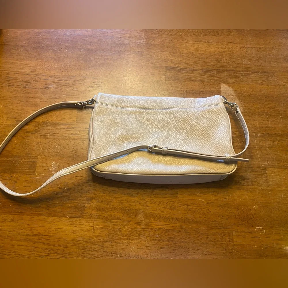 VTG kate spade Light Beige Fold-Over Pebbled Leather Crossbody